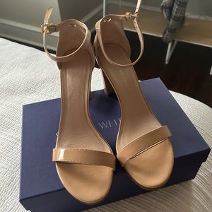 Stuart Weitzman Nearly Nude Patent Leather Heels - Size 10